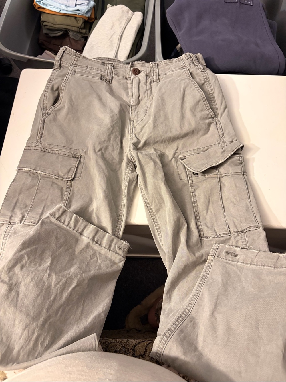 Men's Cargo Pants in Light Gray - Casual Utility Style